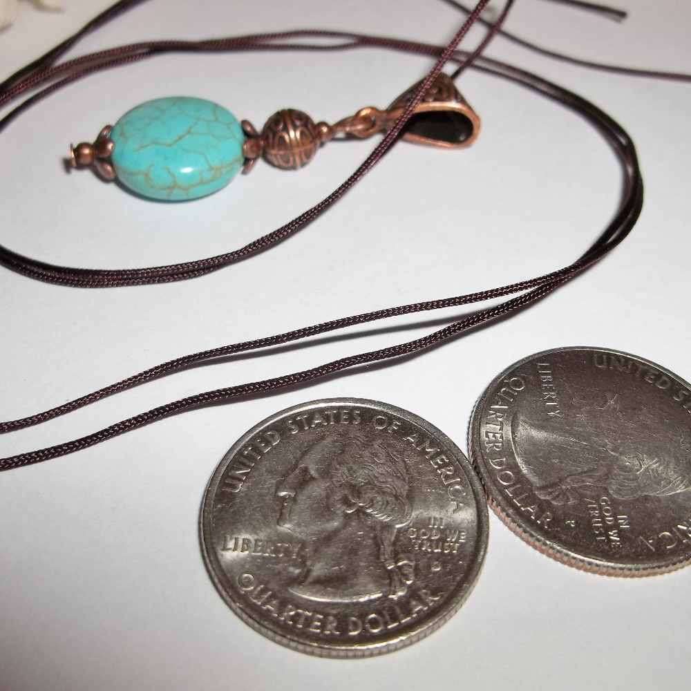 Faux Turquoise Blue And Copper Necklace NWT 4785 - Picture 5 of 8